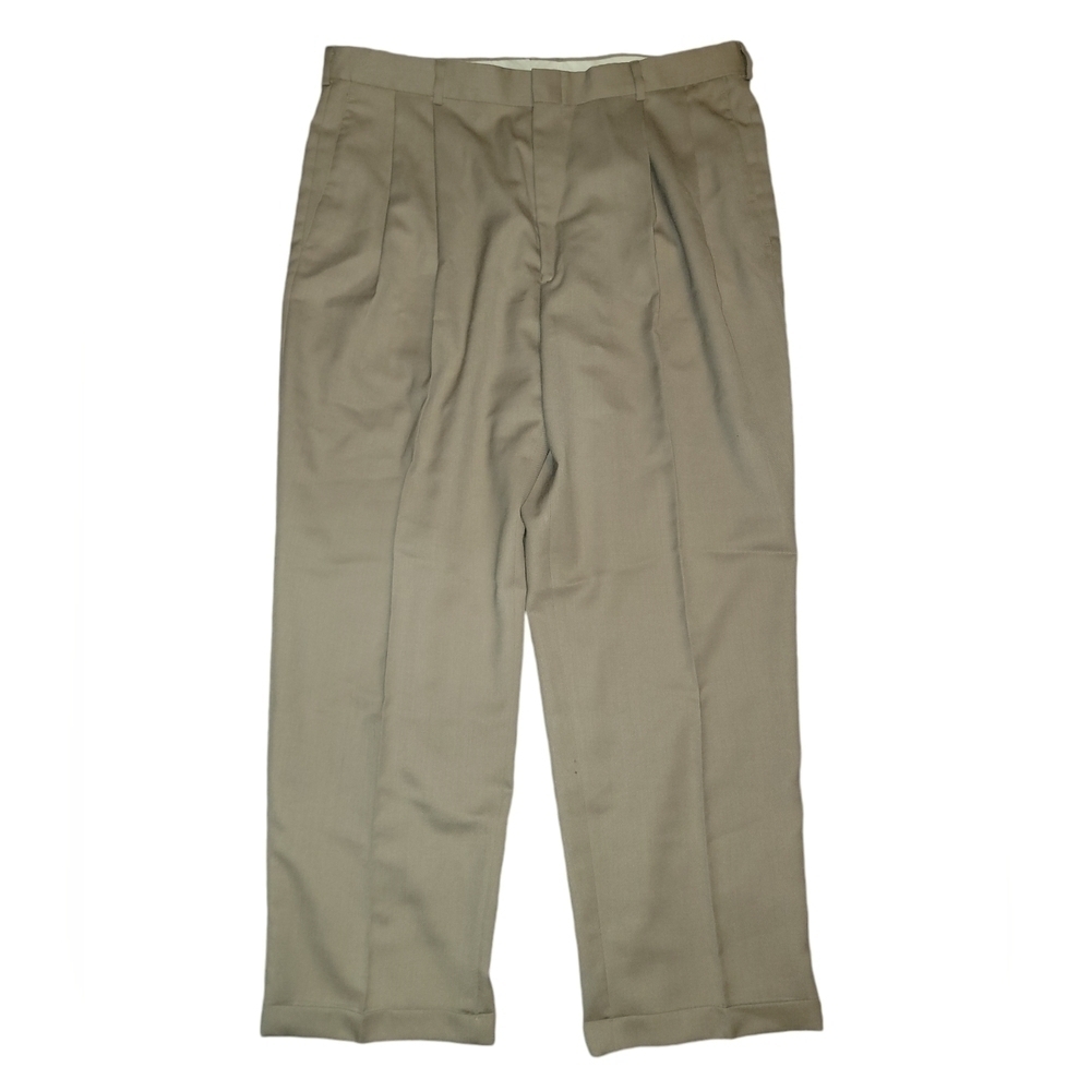 Slates wool blend size 30X40 cuffed khaki/brown dress pants pleated front